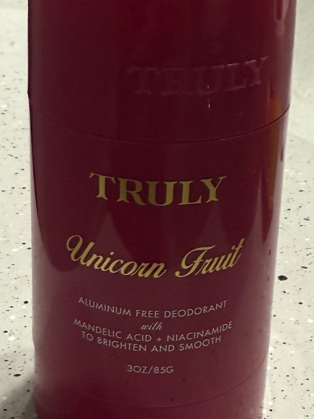 TRULY Raspberry Vanilla Deodorant Stick - Deep Berry Red with Gold Accents